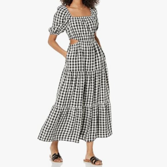 The Drop Tiered Black/White Maxi Dress - M - Picture 1 of 7